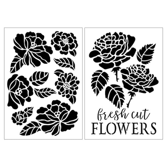 Craft Smart Fresh Cut Flower Plastic Stencils - 7 in